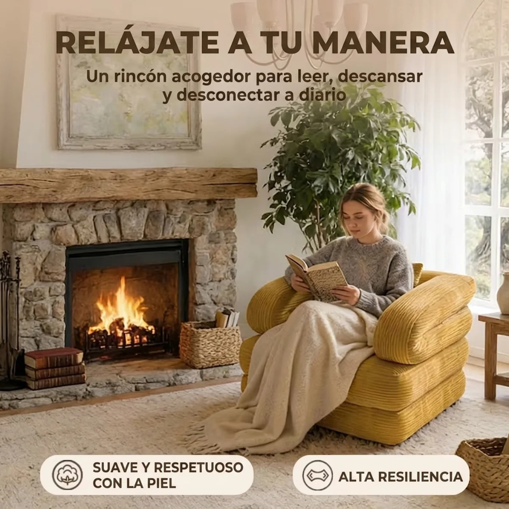 Sofá cama plegable 3 en 1 con tumbona, pana suave y espuma de alta densidad