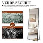 Superaly Espejo de Cuerpo Entero HD, 173X63 cm, Vidrio Templado, Espejo de Pie de Longitud Completa, Soporte Plegable, Espejo de Pared para Dormitorio y Vestidor