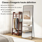Superaly Espejo de Cuerpo Entero HD, 173X63 cm, Vidrio Templado, Espejo de Pie de Longitud Completa, Soporte Plegable, Espejo de Pared para Dormitorio y Vestidor