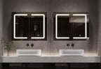 Mueble de baño con espejo LED, 70x16x60cm, tocador montado en la pared con taburete, bolsa ajustable, 3 luces de colores, blanco