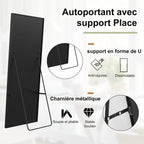 Superaly Espejo de Cuerpo Entero HD, 173X63 cm, Vidrio Templado, Espejo de Pie de Longitud Completa, Soporte Plegable, Espejo de Pared para Dormitorio y Vestidor