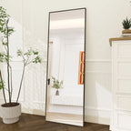 Superaly Espejo de Cuerpo Entero HD, 173X63 cm, Vidrio Templado, Espejo de Pie de Longitud Completa, Soporte Plegable, Espejo de Pared para Dormitorio y Vestidor
