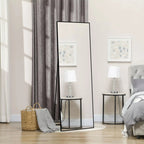 Superaly Espejo de Cuerpo Entero HD, 173X63 cm, Vidrio Templado, Espejo de Pie de Longitud Completa, Soporte Plegable, Espejo de Pared para Dormitorio y Vestidor