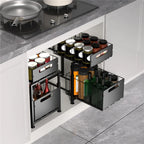 Organizador extraíble de 2 niveles, estante de almacenamiento debajo del fregadero con altura ajustable de 5 niveles y cajón deslizable para encimera de cocina, estante de despensa, soporte para frascos de especias