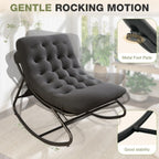 Silla Mecedora Reclinable de Metal Aoxun con Taburete, Tumbona Resistente a la Intemperie para Patio, Jardín, Balcón, Capacidad de 160 kg, Color Negro Gris, Silla de Relajación Resistente para Exteriores