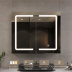 Mueble de baño con espejo LED, 70x16x60cm, tocador montado en la pared con taburete, bolsa ajustable, 3 luces de colores, blanco