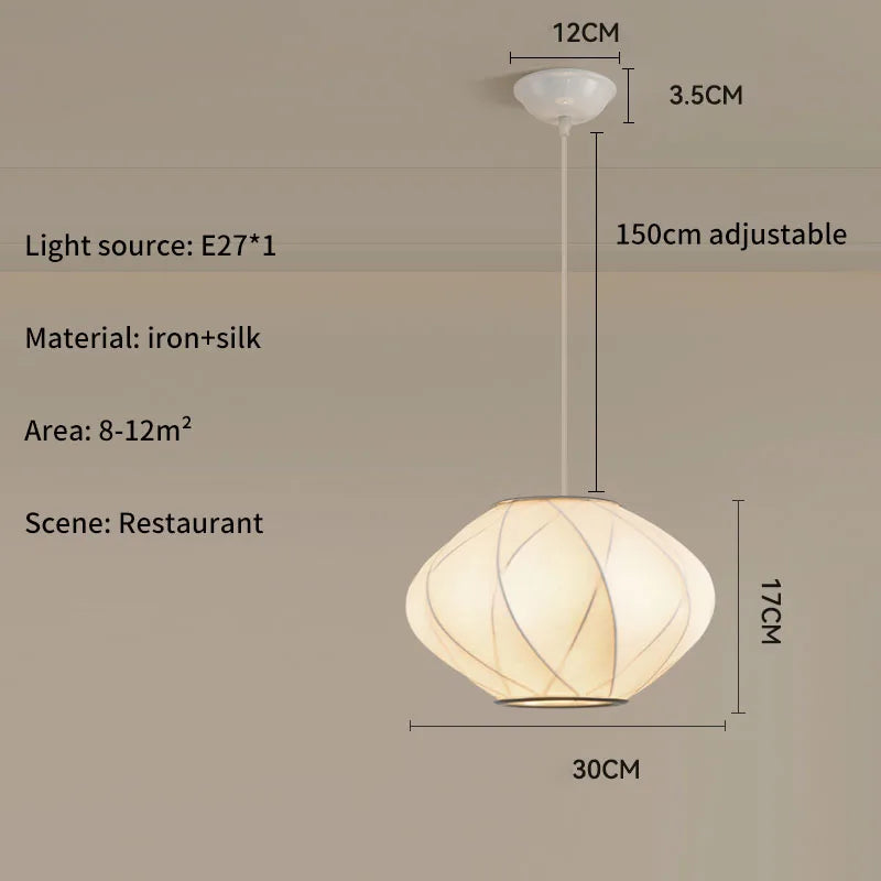 Lámpara Colgante de Tela de Seda Multiforma, Estilo Nórdico Wabi-Sabi, Pantalla Tejida a Mano, Lámpara de Araña para Comedor, Salón, Hotel, Cafetería