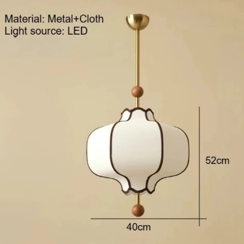 Lámpara colgante Vintage pantalla de tela LED E27 bola de madera diseño Circular luz colgante Retro salón comedor dormitorio accesorio