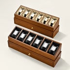 Oirlv-caja de reloj de madera de 6 Grilds, organizador de joyas de doble capa, caja expositora de reloj de pulsera, funda transparente a prueba de polvo para reloj