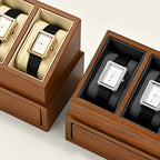 Oirlv-caja de reloj de madera de 6 Grilds, organizador de joyas de doble capa, caja expositora de reloj de pulsera, funda transparente a prueba de polvo para reloj