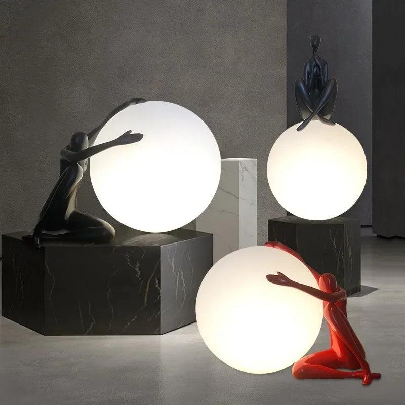 Lámparas de Mesa de Italia, diseño de retrato artístico, réplica de escultura, lámpara de pie, lámpara de bola, dormitorio, decoración interior