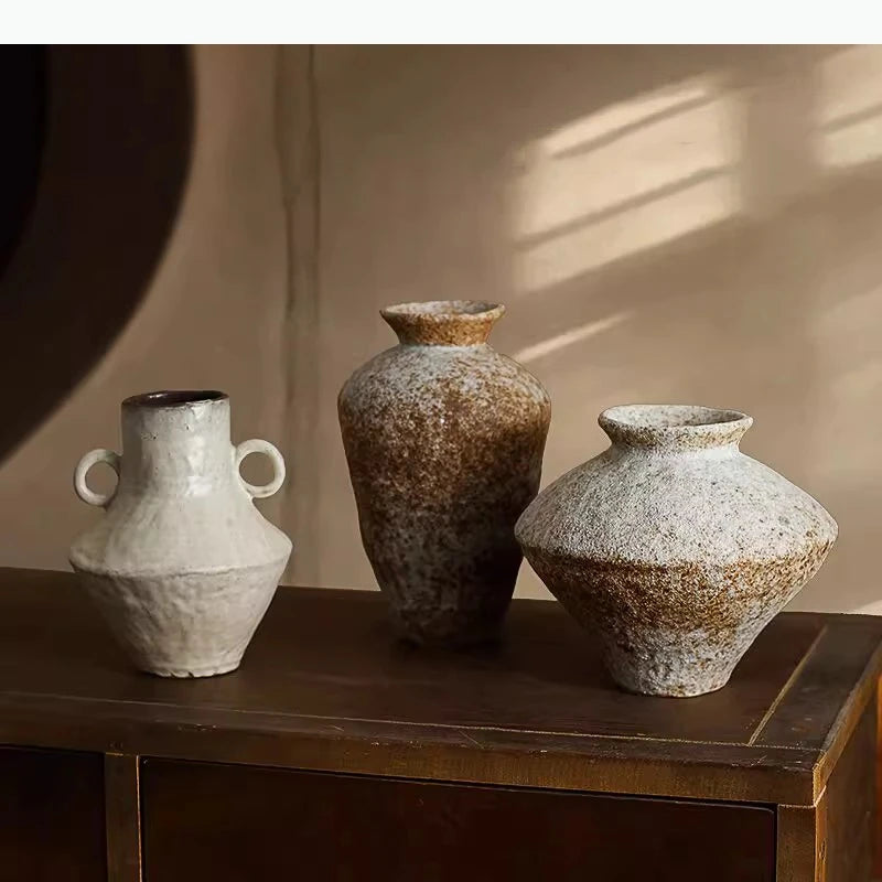 Jarrón de Cerámica Estilo Wabi-Sabi, Decoración de Mesa, Estética Incompleta, Arreglo Floral, Jarrones Florales Retro, Decoración Estética para Habitaciones