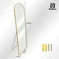 Espejo de cuerpo entero de 160x48 cm, espejo de suelo rectangular extragrande, espejo colgante sobre la puerta, espejo de pared redondo, marco de aleación de aluminio, vidrio templado, espejo de vestir HD transparente para d