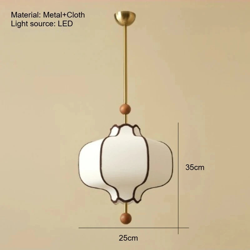 Lámpara colgante Vintage pantalla de tela LED E27 bola de madera diseño Circular luz colgante Retro salón comedor dormitorio accesorio