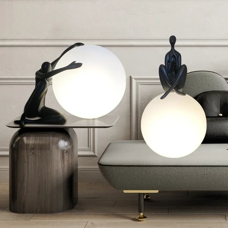Lámparas de Mesa de Italia, diseño de retrato artístico, réplica de escultura, lámpara de pie, lámpara de bola, dormitorio, decoración interior