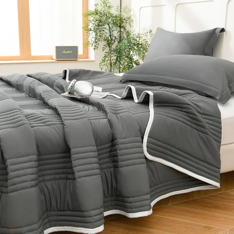 Manta de Verano Ligera Acolchada para Cama, Reversible, Suave, Transpirable, Delgada, Agradable al Tacto, Cubrecama King Size
