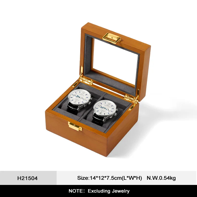 WOODTEN Caja de Madera Sólida Premium para Relojes y Joyas, Estuche de Almacenamiento de Alta Gama con Acabado de Lujo, Ideal para Regalo