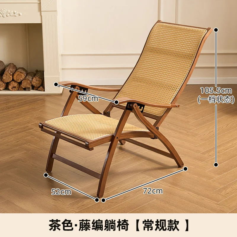 Mecedora de bambú para adultos, sillón reclinable para dormir, para el hogar, balcón, ancianos, respaldo, soporte reclinable para siestas