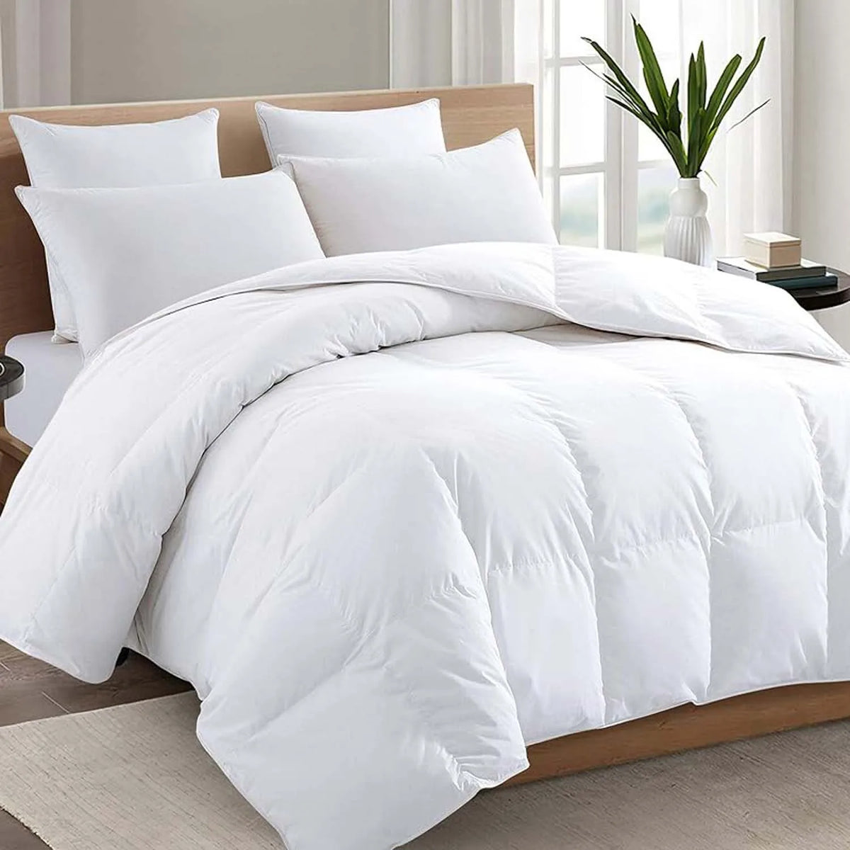 WQSPRING-edredón ligero de microfibra para todas las estaciones, tamaño Queen, ropa de cama antimicrobiana suave de poliéster, manta cálida, edredón