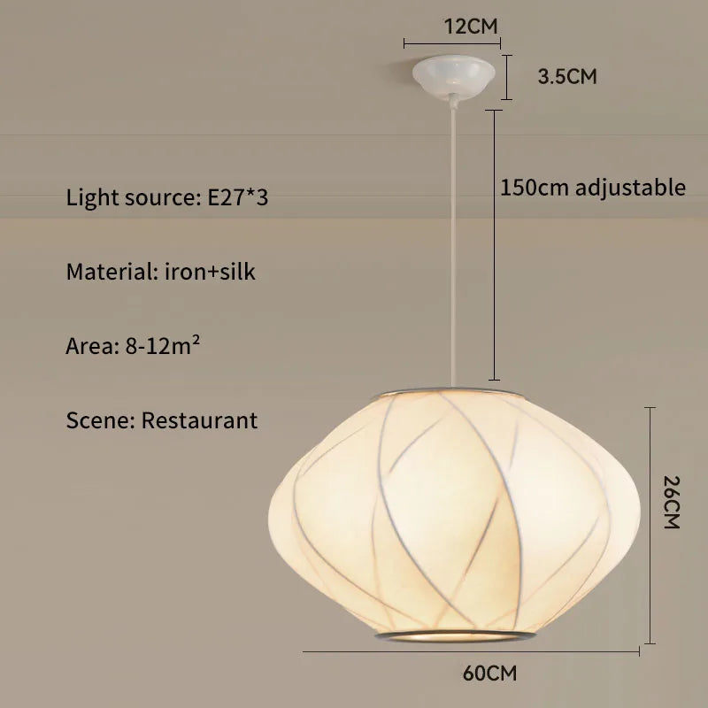 Lámpara Colgante de Tela de Seda Multiforma, Estilo Nórdico Wabi-Sabi, Pantalla Tejida a Mano, Lámpara de Araña para Comedor, Salón, Hotel, Cafetería