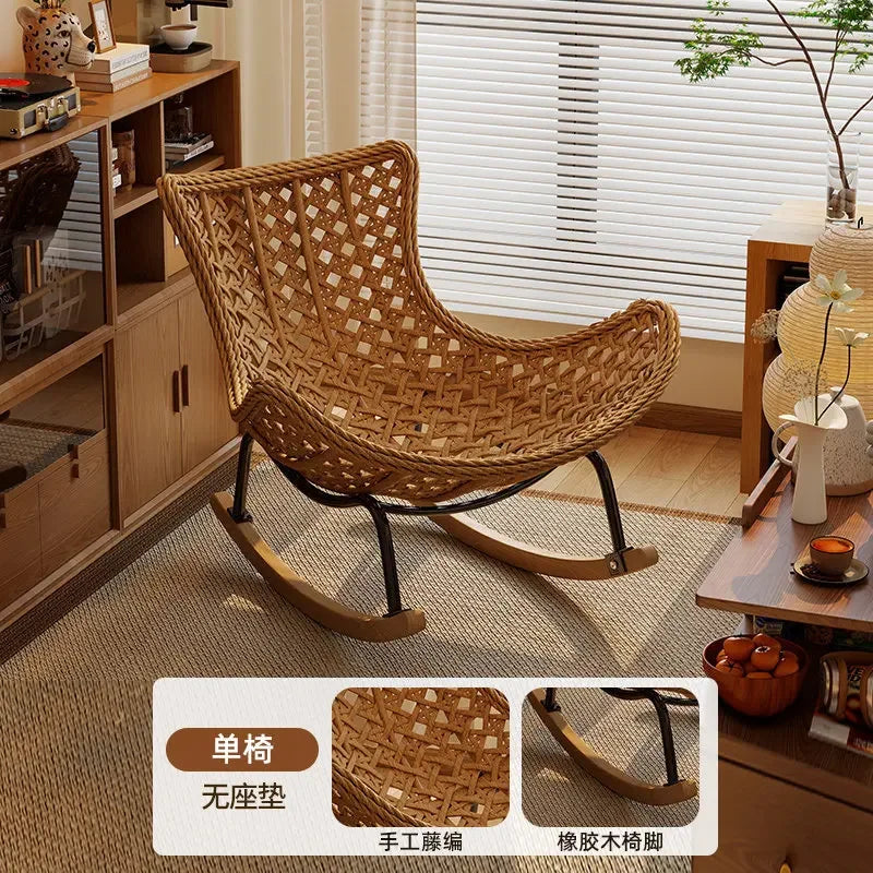Sillón Reclinable de Ratán para Adultos, para Hogar, Balcón, Sala de Estar, Nuevo