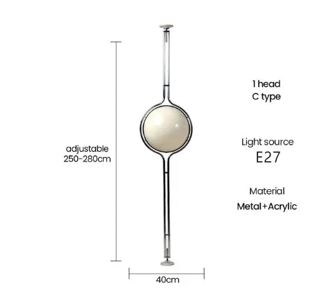Lámpara de Pie LED de Diseño Nórdico Garrault Delord, Cromada, con Bola de Acrílico, para Sala de Estar, Hotel, Decoración de Interiores