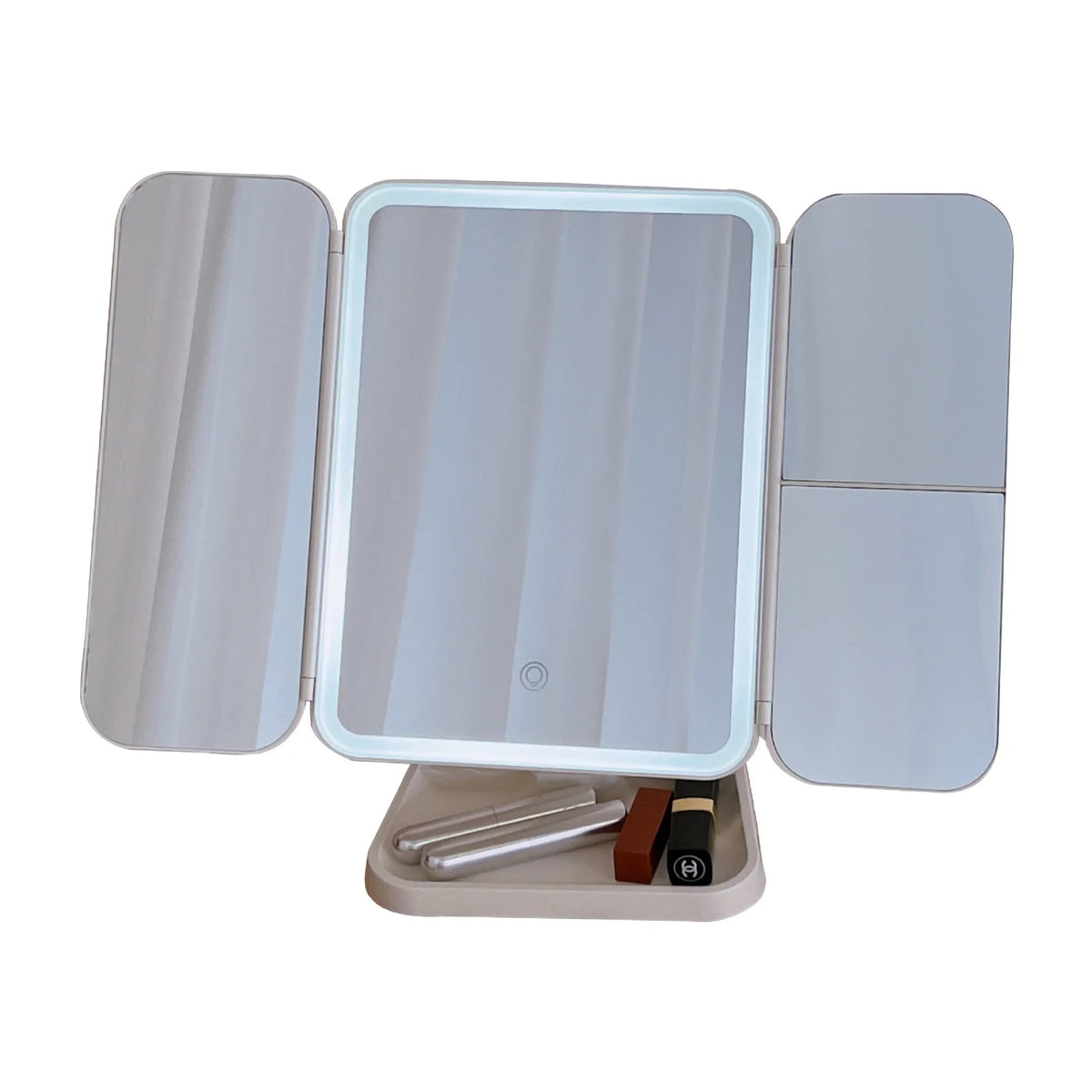 Espejo de maquillaje triple con luces LED, espejo de tocador para dormitorio, belleza, ilumina tu luz de relleno con espejo de maquillaje complementario inteligente Tri