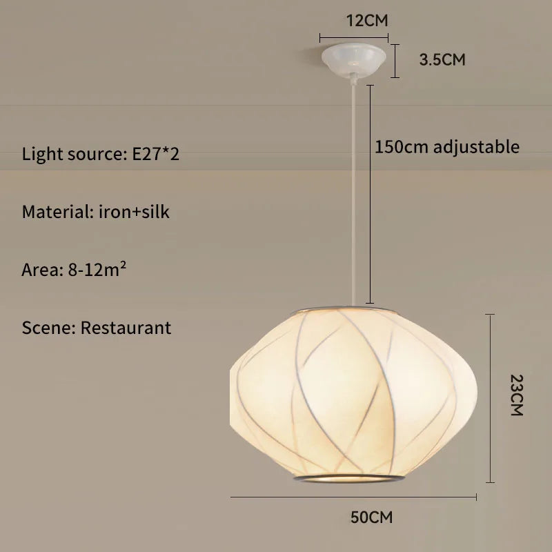 Lámpara Colgante de Tela de Seda Multiforma, Estilo Nórdico Wabi-Sabi, Pantalla Tejida a Mano, Lámpara de Araña para Comedor, Salón, Hotel, Cafetería