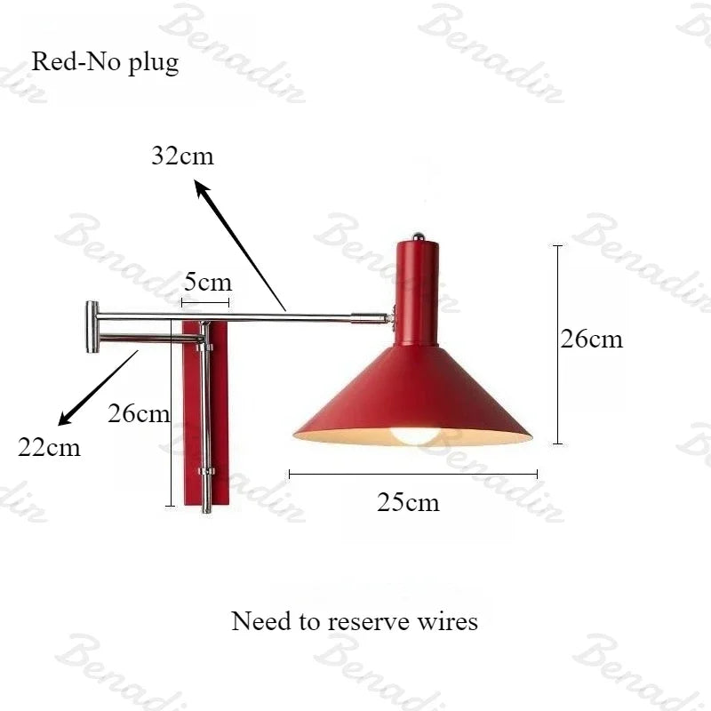 Lámpara de Pared Retro Minimalista con Brazo Flexible, Lámpara de Pared Extensible y Plegable Vintage para Dormitorio, Cafetería, Tienda, Decoración del Hogar