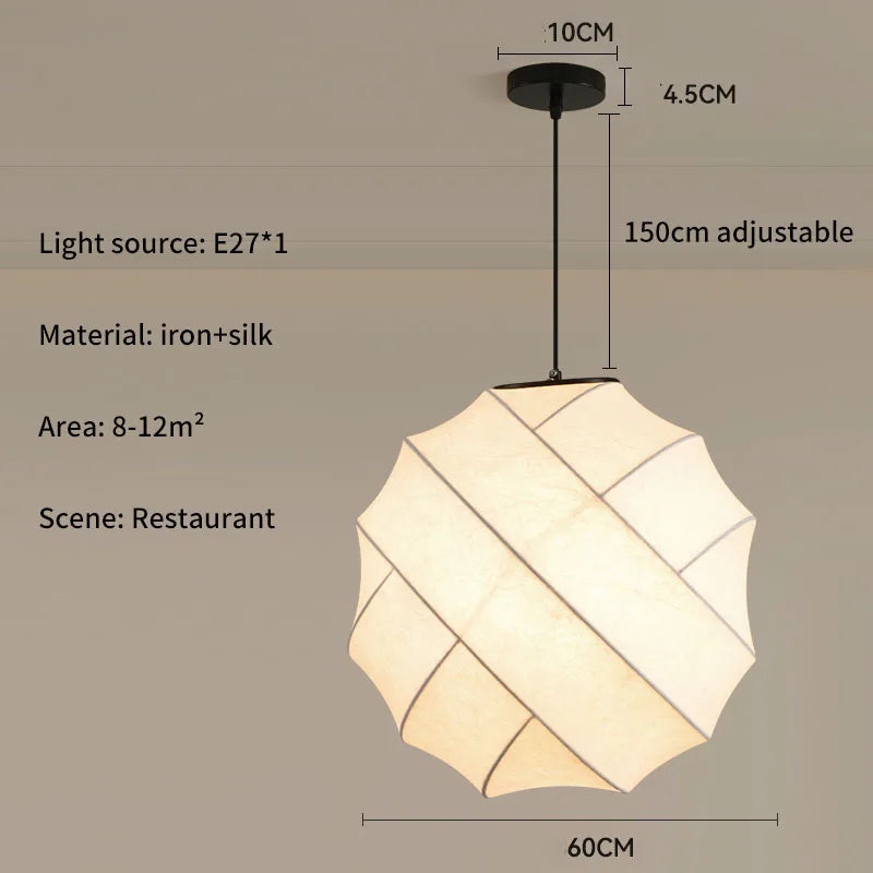 Lámpara Colgante de Tela de Seda Multiforma, Estilo Nórdico Wabi-Sabi, Pantalla Tejida a Mano, Lámpara de Araña para Comedor, Salón, Hotel, Cafetería
