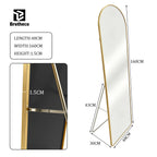 Espejo de cuerpo entero de 160x48 cm, espejo de suelo rectangular extragrande, espejo colgante sobre la puerta, espejo de pared redondo, marco de aleación de aluminio, vidrio templado, espejo de vestir HD transparente para d