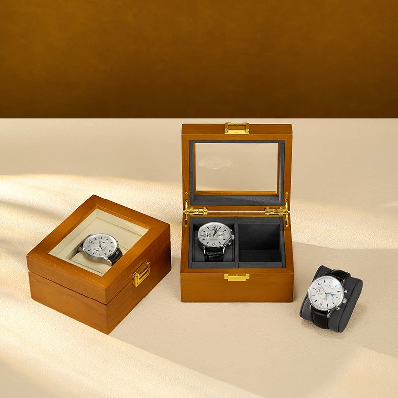 WOODTEN Caja de Madera Sólida Premium para Relojes y Joyas, Estuche de Almacenamiento de Alta Gama con Acabado de Lujo, Ideal para Regalo