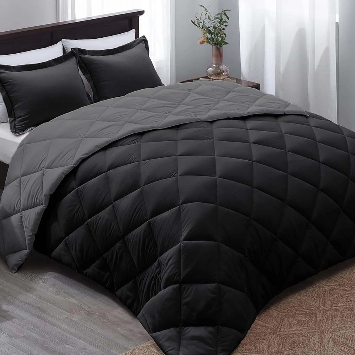 WQSPRING-edredón ligero de microfibra para todas las estaciones, tamaño Queen, ropa de cama antimicrobiana suave de poliéster, manta cálida, edredón