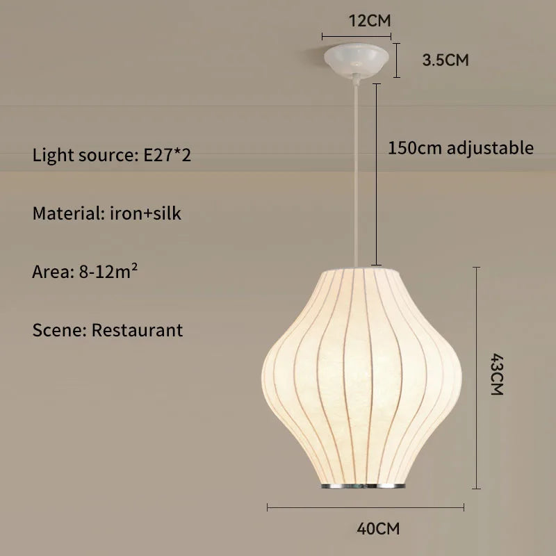 Lámpara Colgante de Tela de Seda Multiforma, Estilo Nórdico Wabi-Sabi, Pantalla Tejida a Mano, Lámpara de Araña para Comedor, Salón, Hotel, Cafetería