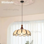Lámpara Colgante Winfordo de Estilo Retro Francés con Pantalla de Tela, Lámpara Colgante Japonesa de Tela para Comedor y Dormitorio