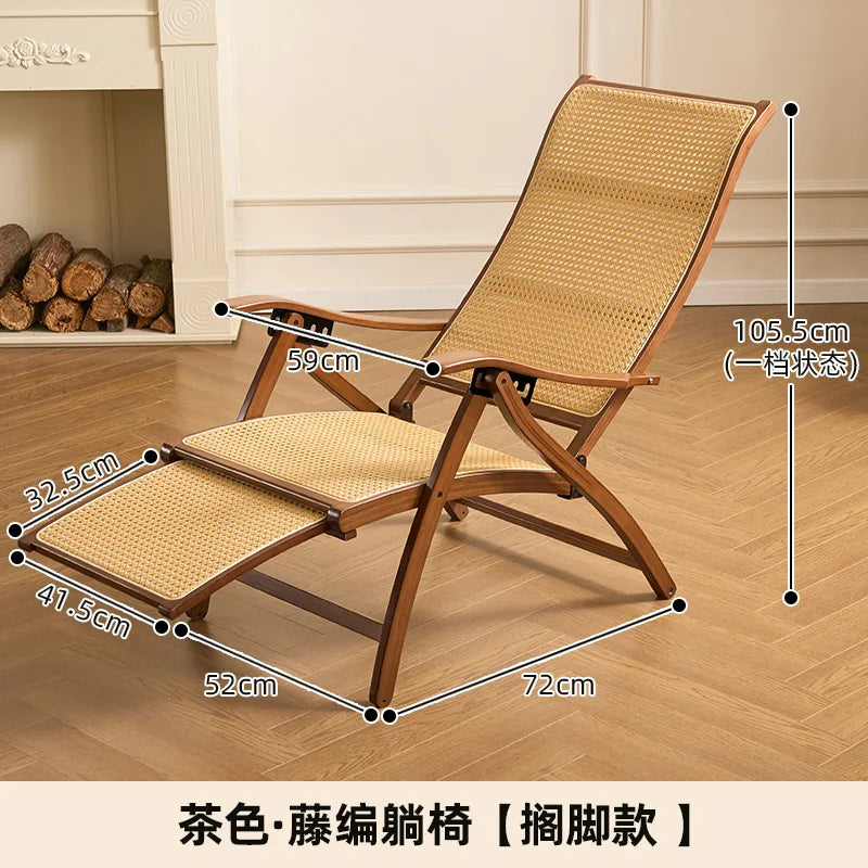 Mecedora de bambú para adultos, sillón reclinable para dormir, para el hogar, balcón, ancianos, respaldo, soporte reclinable para siestas