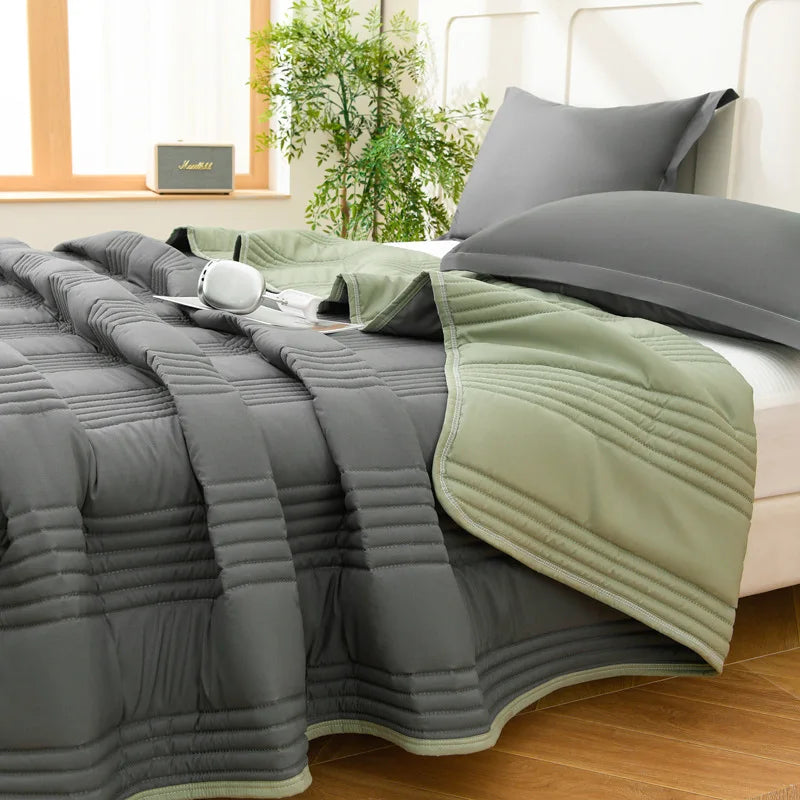 Manta de Verano Ligera Acolchada para Cama, Reversible, Suave, Transpirable, Delgada, Agradable al Tacto, Cubrecama King Size