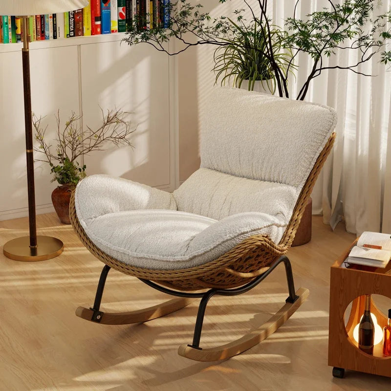 Sillón Reclinable de Ratán para Adultos, para Hogar, Balcón, Sala de Estar, Nuevo