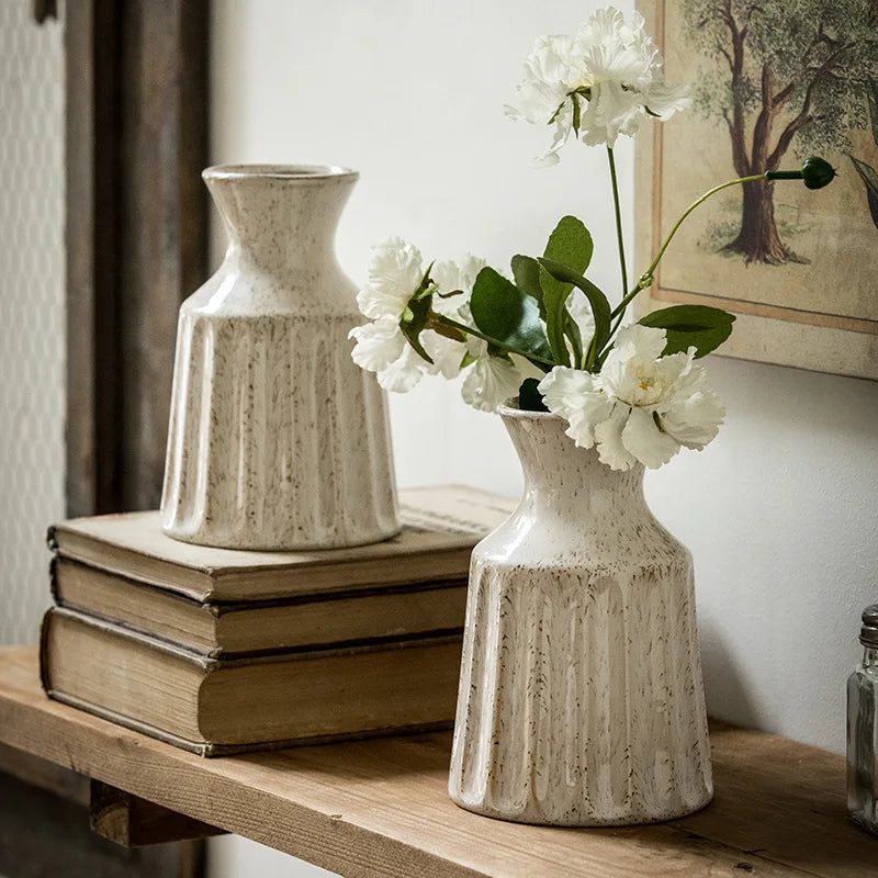 Jarrones de Cerámica Vintage Estilo Americano para Sala de Estar y Dormitorio, Arreglos Florales, Decoraciones con Flores Secas