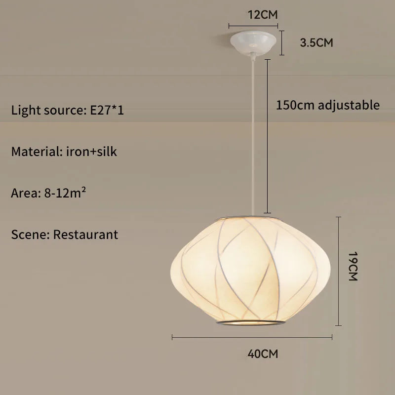 Lámpara Colgante de Tela de Seda Multiforma, Estilo Nórdico Wabi-Sabi, Pantalla Tejida a Mano, Lámpara de Araña para Comedor, Salón, Hotel, Cafetería