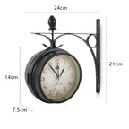 Reloj de pared Retro de doble cara, reloj de estación silenciosa con pilas, reloj de pared antiguo para sala de estar, dormitorio y oficina