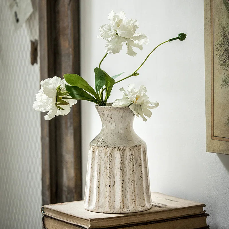 Jarrones de Cerámica Vintage Estilo Americano para Sala de Estar y Dormitorio, Arreglos Florales, Decoraciones con Flores Secas