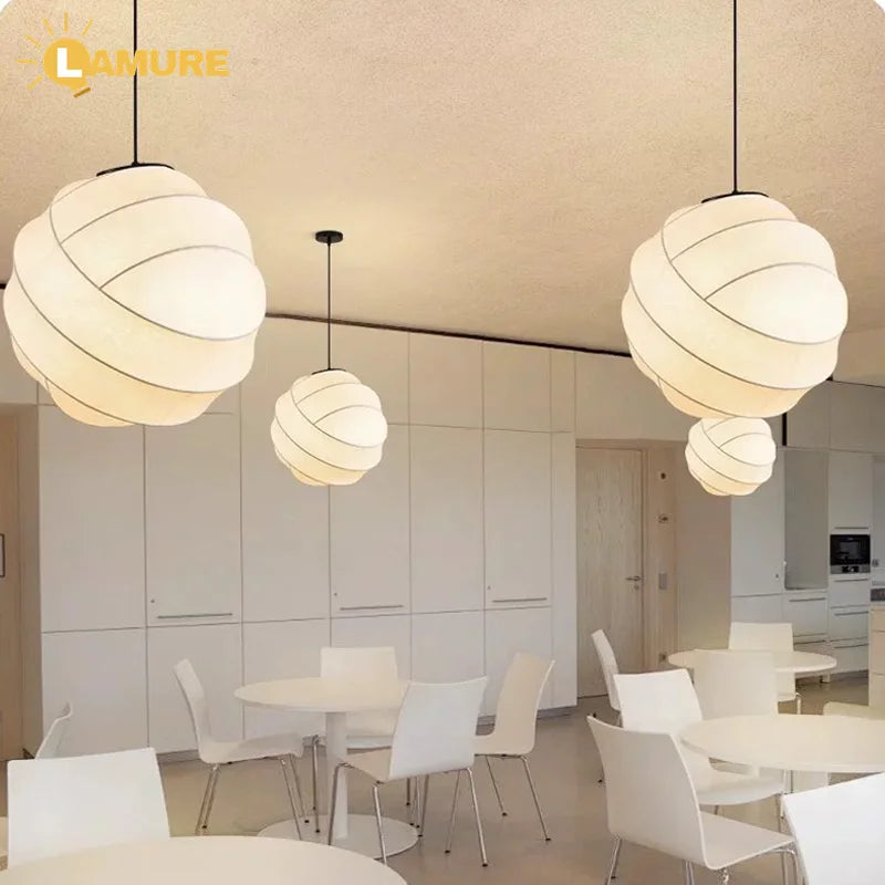 Lámpara Colgante de Tela de Seda Multiforma, Estilo Nórdico Wabi-Sabi, Pantalla Tejida a Mano, Lámpara de Araña para Comedor, Salón, Hotel, Cafetería
