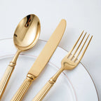 Juego de Cubiertos de Lujo de 4 Piezas de Acero Inoxidable 18/10 Brillante, Vajilla, Cuchillo, Cuchara, Tenedor, Apto para Lavavajillas