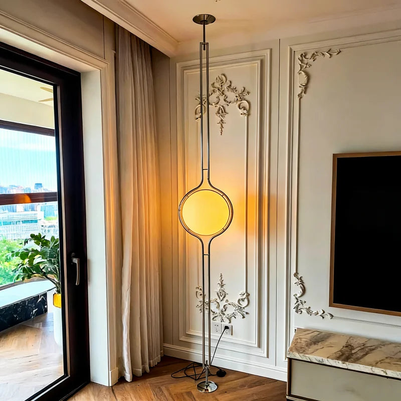 Lámpara de Pie LED de Diseño Nórdico Garrault Delord, Cromada, con Bola de Acrílico, para Sala de Estar, Hotel, Decoración de Interiores