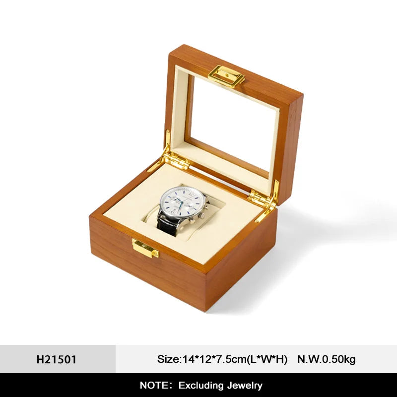 WOODTEN Caja de Madera Sólida Premium para Relojes y Joyas, Estuche de Almacenamiento de Alta Gama con Acabado de Lujo, Ideal para Regalo