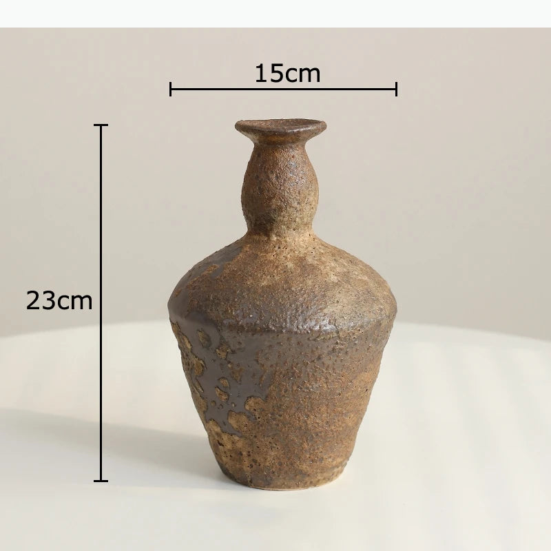 Jarrón de Cerámica Estilo Wabi-Sabi, Decoración de Mesa, Estética Incompleta, Arreglo Floral, Jarrones Florales Retro, Decoración Estética para Habitaciones