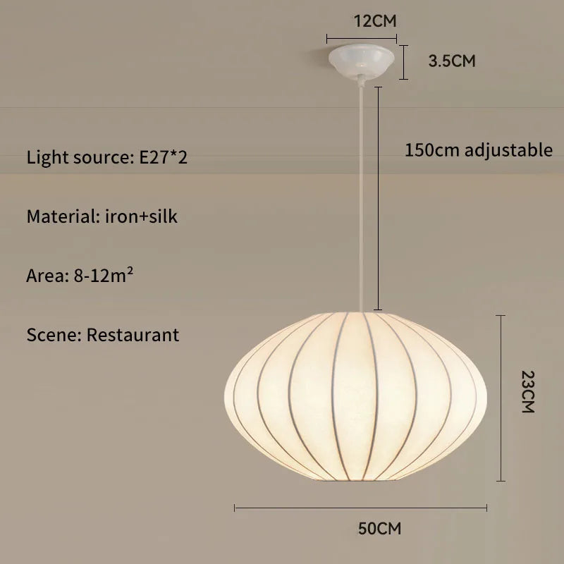 Lámpara Colgante de Tela de Seda Multiforma, Estilo Nórdico Wabi-Sabi, Pantalla Tejida a Mano, Lámpara de Araña para Comedor, Salón, Hotel, Cafetería