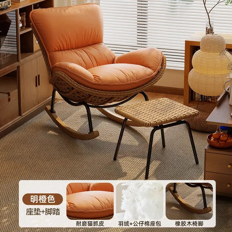 Sillón Reclinable de Ratán para Adultos, para Hogar, Balcón, Sala de Estar, Nuevo