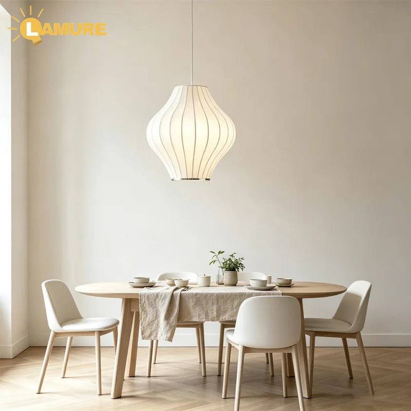 Lámpara Colgante de Tela de Seda Multiforma, Estilo Nórdico Wabi-Sabi, Pantalla Tejida a Mano, Lámpara de Araña para Comedor, Salón, Hotel, Cafetería